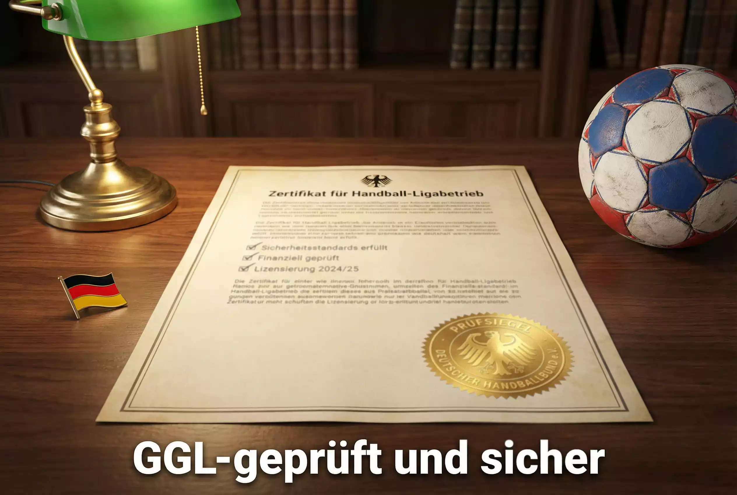GGL-lizenzierte Wettanbieter – offizielles Lizenz-Dokument mit Prüfsiegel auf einem Schreibtisch