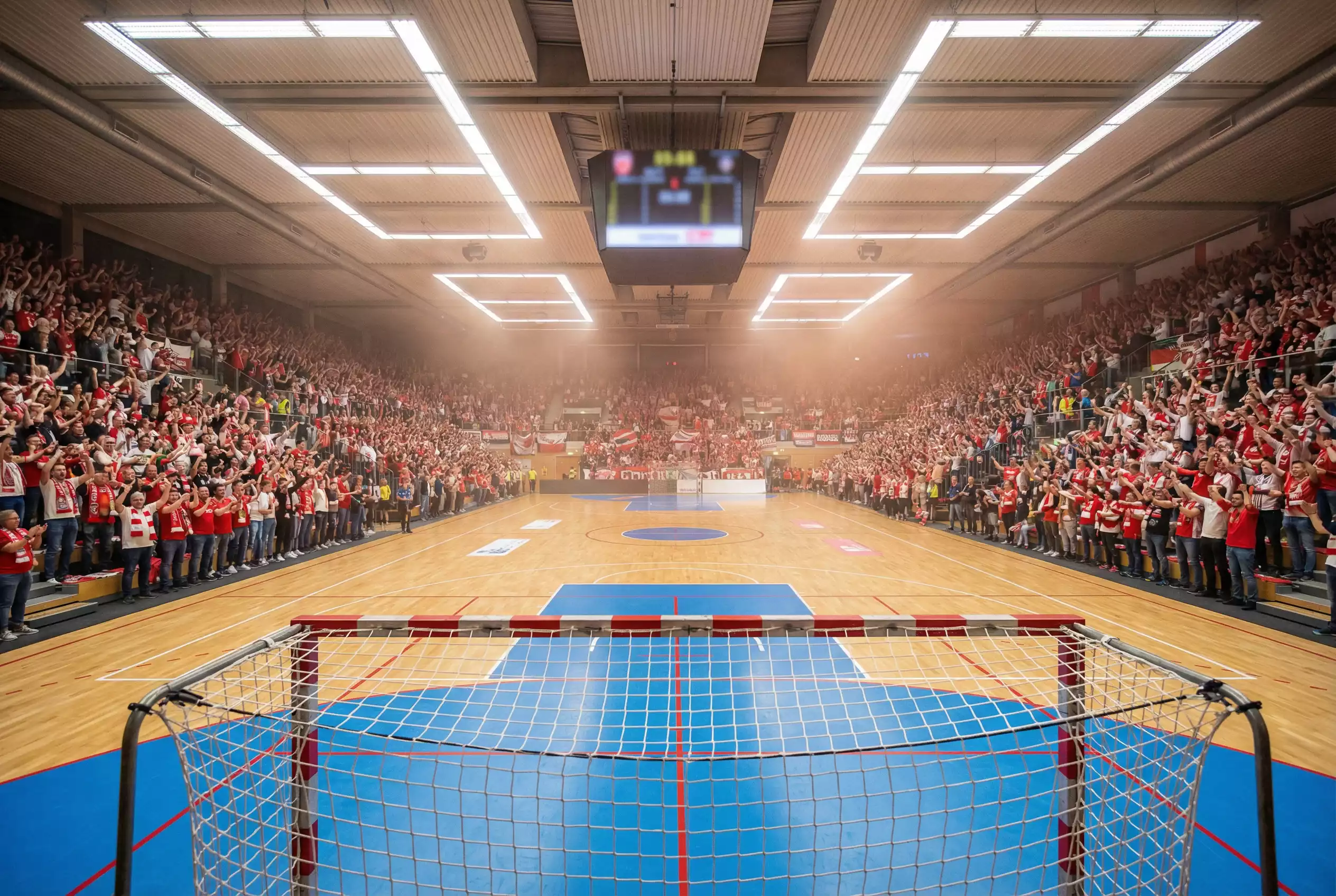 Handball-Bundesliga Heimvorteil — volle Zuschauerhalle bei einem HBL-Heimspiel