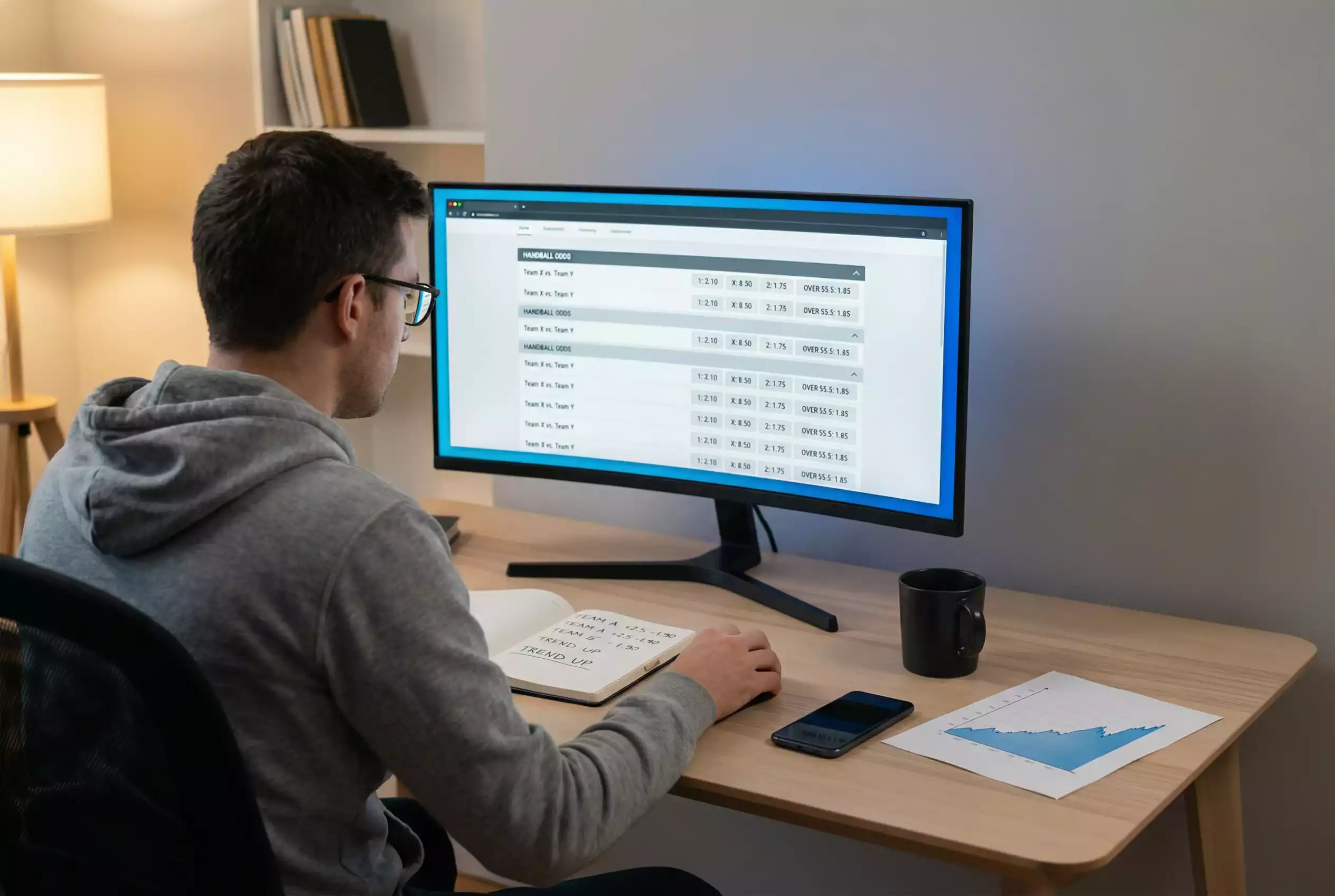 Value Bets erkennen — Analyst studiert Handball-Wettquoten am Bildschirm