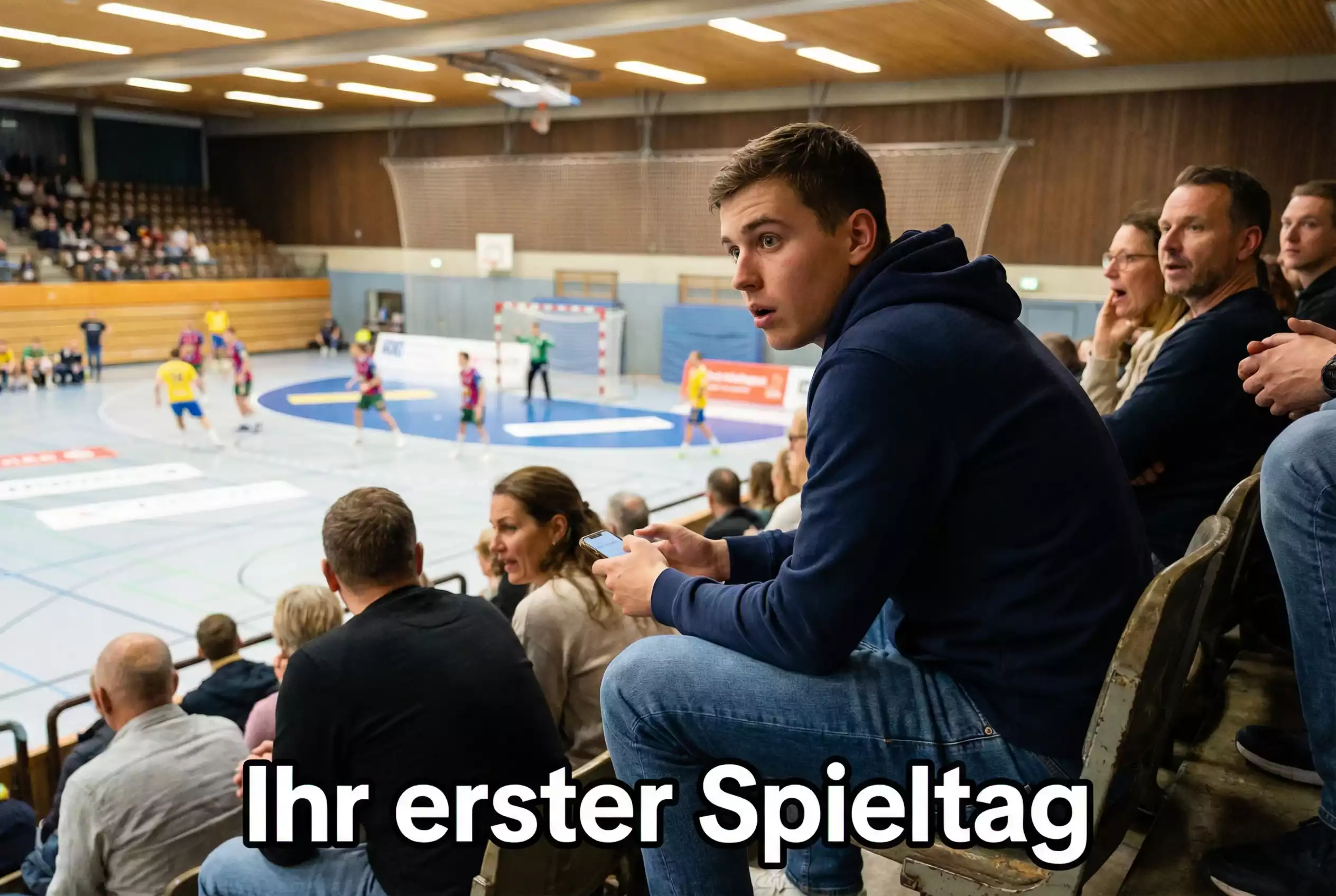 Handball Wetten für Anfänger – junger Fan verfolgt ein Handballspiel in der Halle