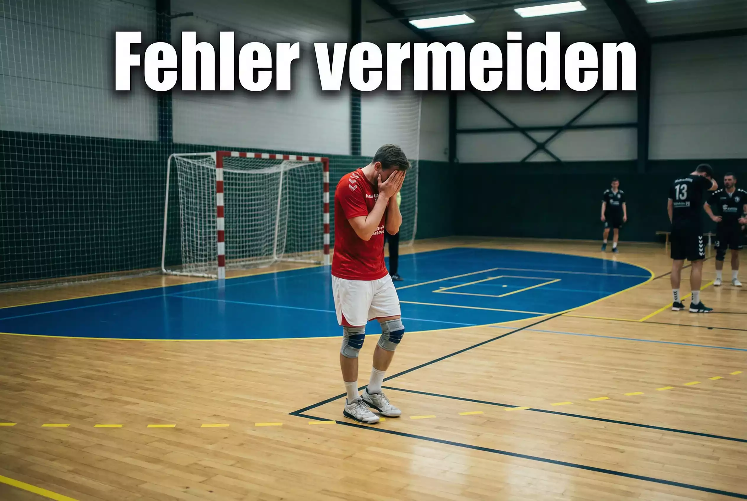 Handball Wetten Fehler – Spieler hält sich frustriert den Kopf nach einer verpassten Chance auf dem Spielfeld