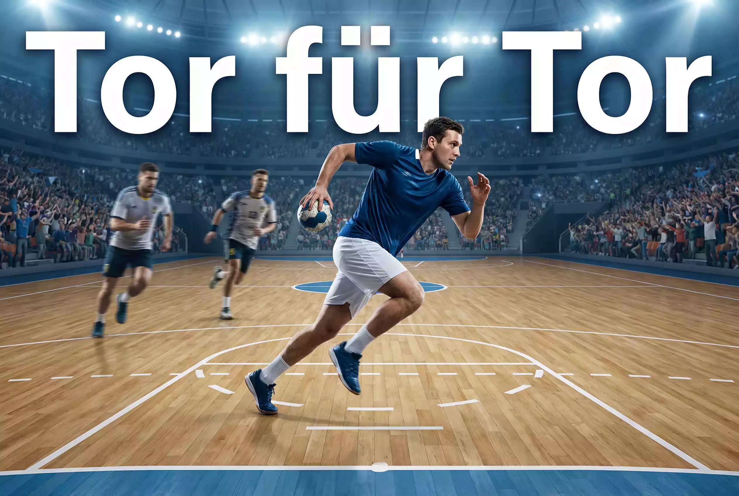 SG Flensburg Wett Tipps – Handball-Angreifer im schnellen Tempogegenstoß auf dem Hallenparkett