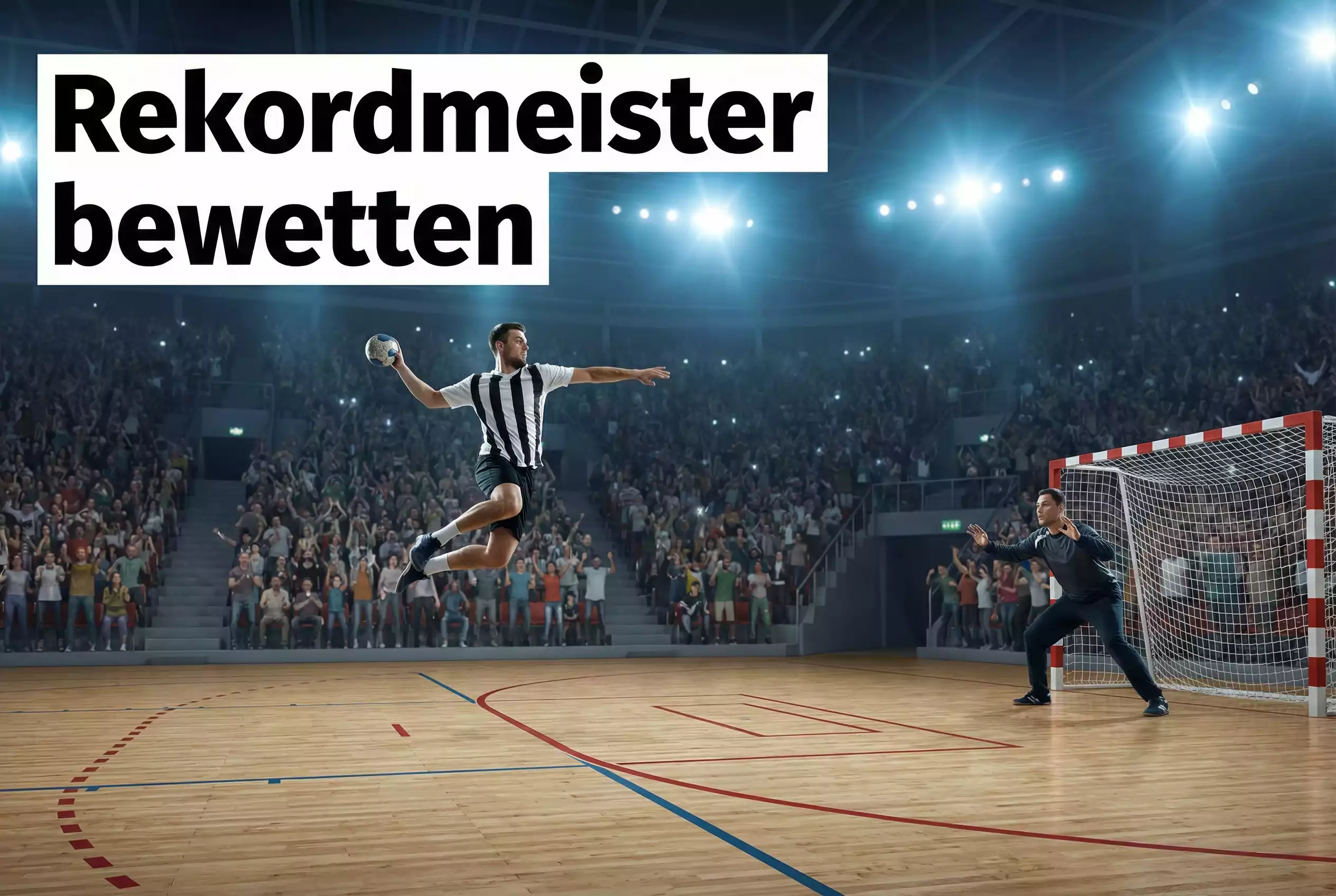 THW Kiel Wett Tipps – Handballspieler in Schwarz-Weiß-Trikot wirft auf das Tor in der Wunderino Arena